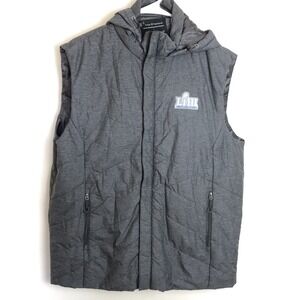 Super Bowl 53 Fossa Apparel Charcoal Quilted Puffer Vest With Hood Sz Large